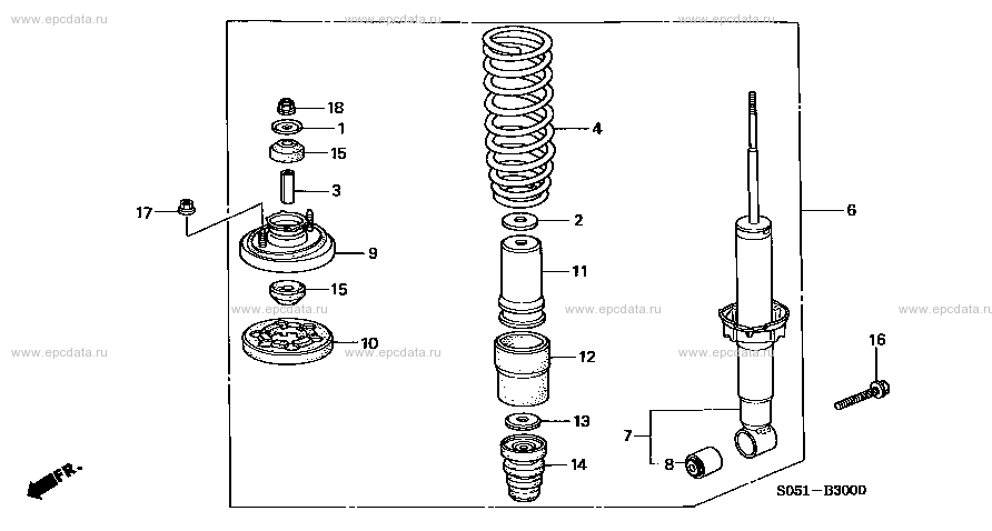 Rear shock absorber for Honda Partner 1 generation 03.1996 - 02.2006 ...