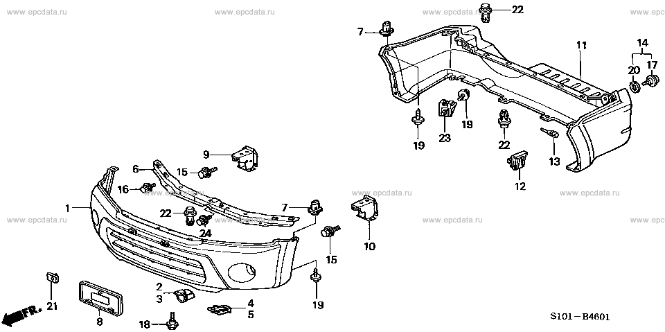 Bumper for Honda CR-V RD, 1 generation, restyling 12.1998 - 08.2001 - Honda  Car and Auto Spare Parts - Genuine Online Car Parts Catalogue - Amayama