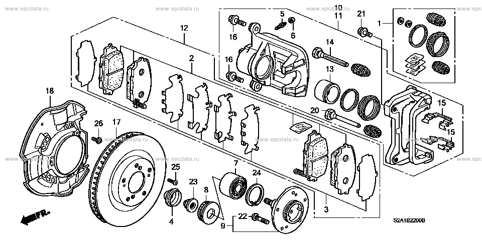 Front brake for Honda S2000 1 generation 04.1999 - 09.2003 - Honda Car ...