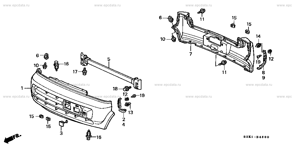 B-46 bumper (LIFE)(1) for Honda Life frame GF-JB2 - Genuine parts - Amayama