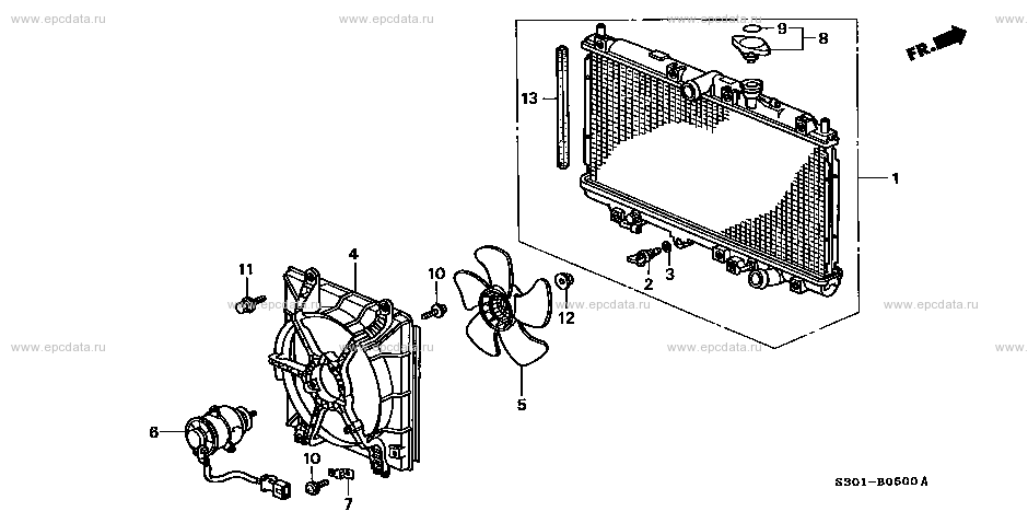 B-5 radiator (DENSO) for Honda Prelude frame E-BB6 - Auto parts