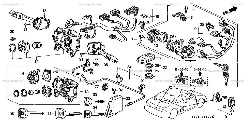 combination switch for Honda Prelude GF-BB6, SIR-S SPEC 1200001