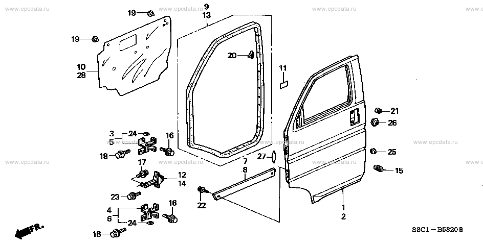 B-53-20 ﾌﾛﾝﾄﾄﾞｱｰﾊﾟﾈﾙ for Honda Acty Van frame GD-HH6 - Auto parts - Amayama