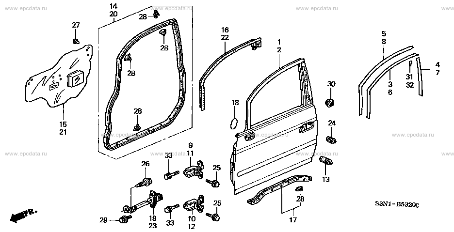 B-53-20 ﾌﾛﾝﾄﾄﾞｱｰﾊﾟﾈﾙ for Honda Odyssey frame GH-RA6 - Auto parts - Amayama