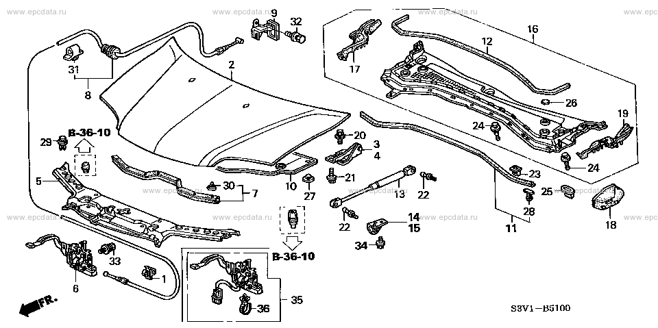 Hood for Honda MDX 1 generation 02.2003 - 03.2006 - Honda Car and Auto ...