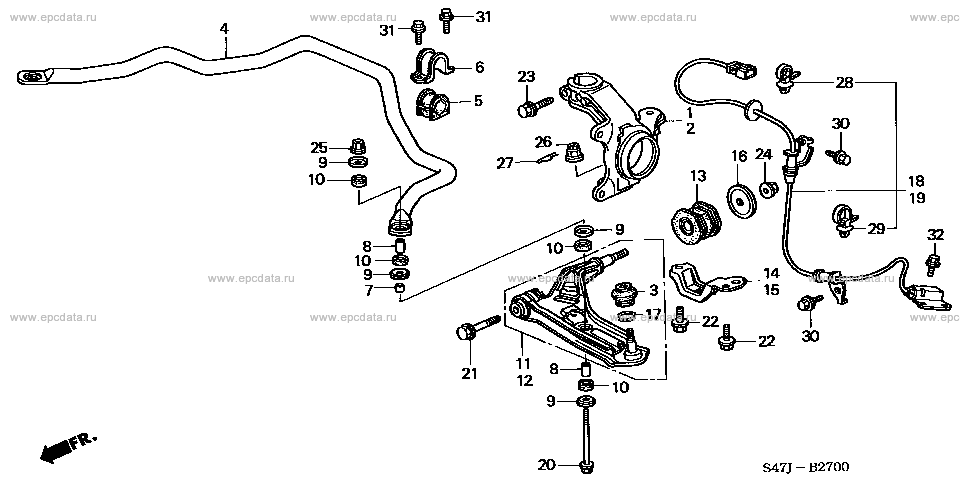 B-27 ﾌﾛﾝﾄﾅｯｸﾙ/ﾌﾛﾝﾄﾛｱｰｱｰﾑ for Honda Stepwgn frame GF-RF2 - Auto