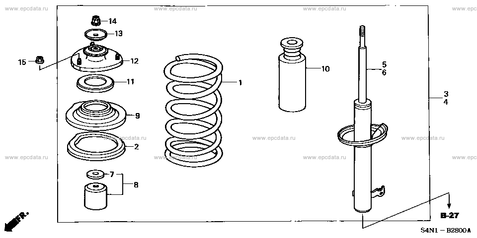 Front shock absorber for Honda HR-V GH, 1 generation, restyling 01.2001 ...