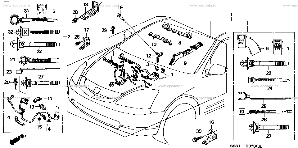 ホンダ シビックタイプR EP3 エンジン用 電気配線ハーネス K20Aエンジン engine wire harness for Honda Civic LA-EP3, TYPE R 1200001