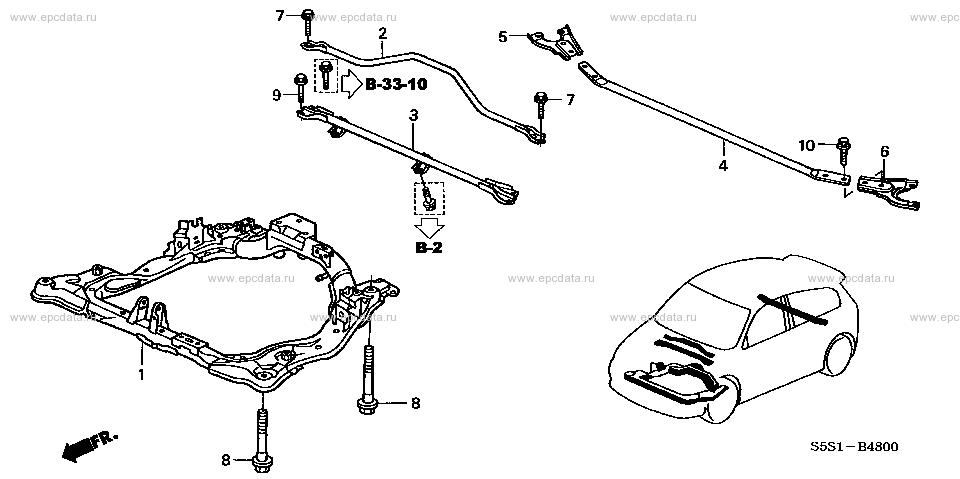 B-48 ﾌﾛﾝﾄｻﾌﾞﾌﾚｰﾑ for Honda Civic frame LA-EP3 - Auto parts - Amayama
