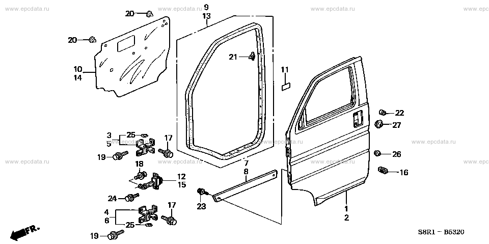 B-53-20 ﾌﾛﾝﾄﾄﾞｱｰﾊﾟﾈﾙ for Honda Vamos frame GF-HM2 - Auto parts - Amayama