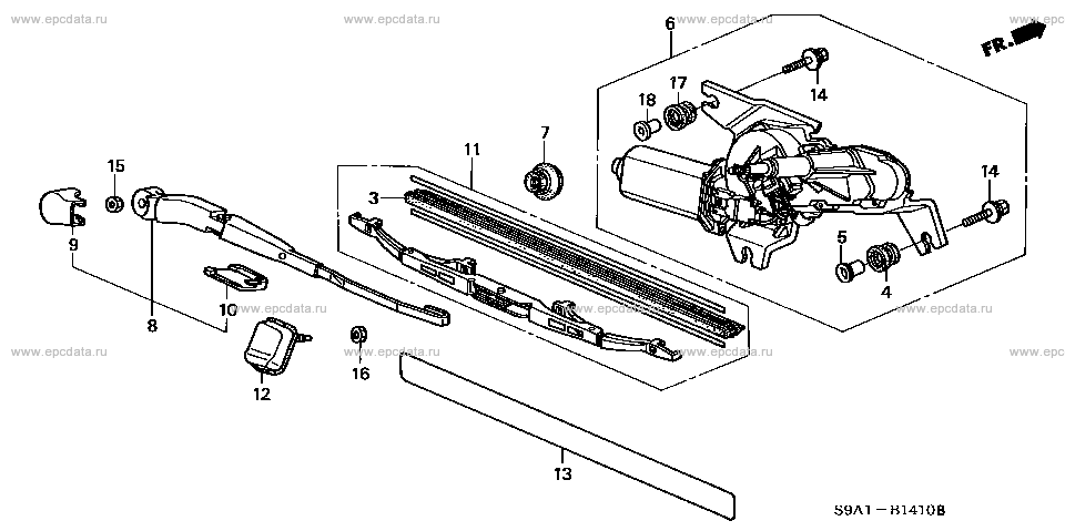 B-14-10 ﾘﾔｰﾜｲﾊﾟｰ for Honda CR-V frame LA-RD4 - Genuine parts - Amayama