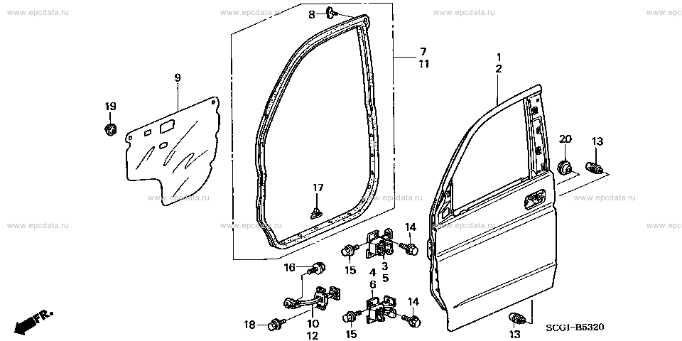 B-53-20 ﾌﾛﾝﾄﾄﾞｱｰﾊﾟﾈﾙ for Honda Stepwgn frame CBA-RF4 - Genuine parts -  Amayama