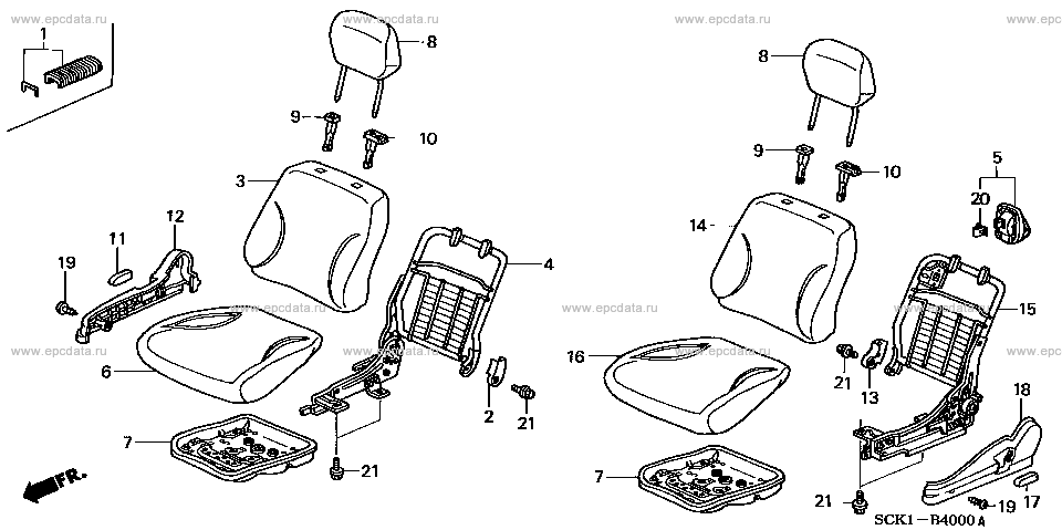 front seat for Honda That's ABA-JD2, THAT'S 1100001 - 1199999 E07Z