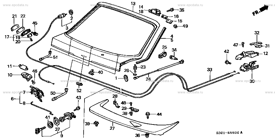 B-55 ﾃｰﾙｹﾞｰﾄ for Honda Integra frame E-DA1 - Genuine parts - Amayama