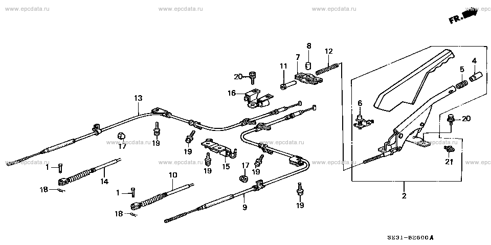 Parking brake for Honda Accord 3 generation 01.1986 - 12.1989
