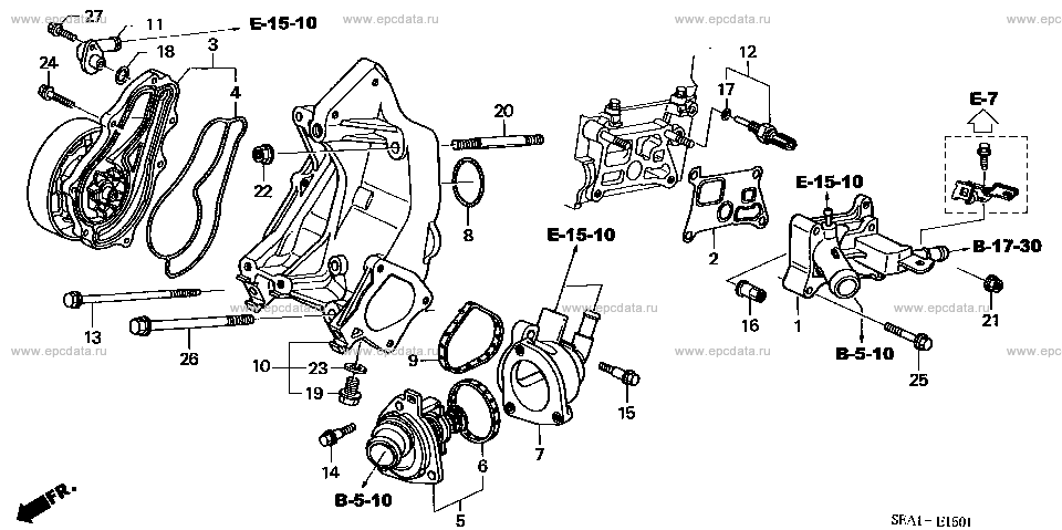 Water pump for Honda Accord CL, 7 generation, restyling 10.2005 - 11. ...