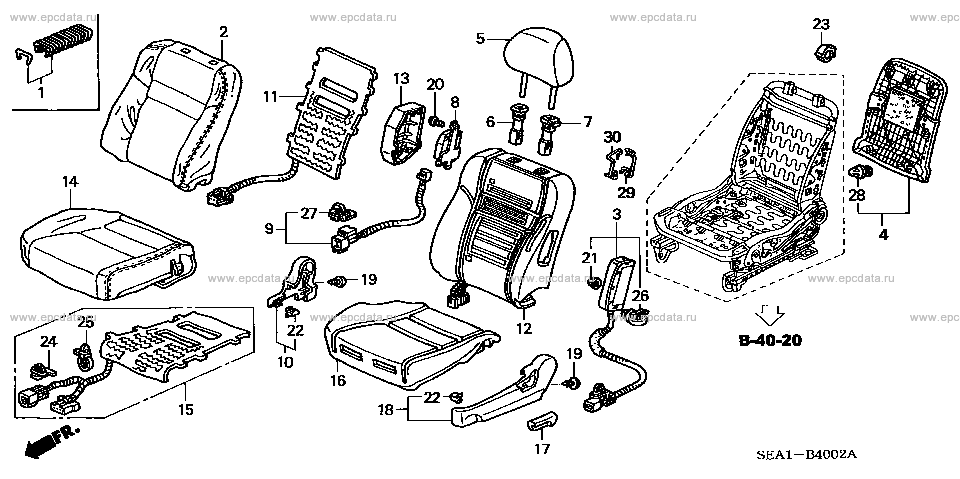 Front seat for Honda Accord UC, 7 generation 10.2002 - 02.2008 - Honda ...