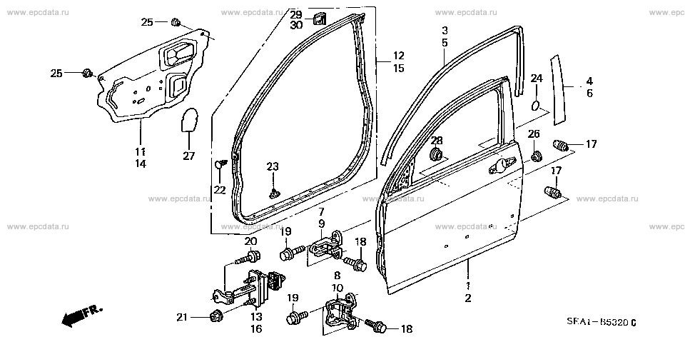 Front door panel for Honda Accord CL, 7 generation, restyling 10.2005 ...