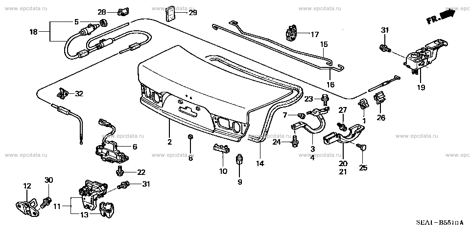 Boot lid for Honda Accord CL, 7 generation, restyling 10.2005 - 11.2008 ...