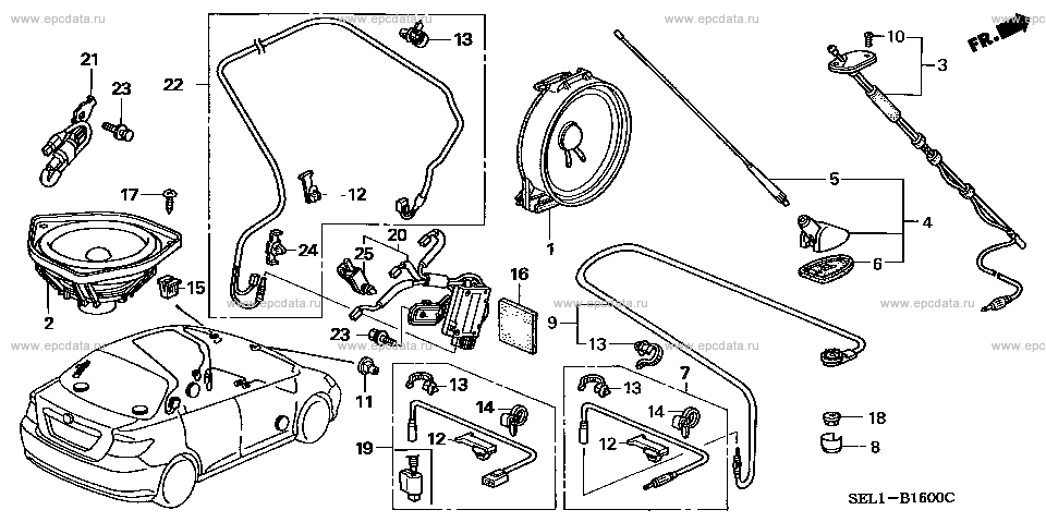 B-16 ｱﾝﾃﾅ/ｽﾋﾟｰｶｰ for Honda Fit Aria frame DBA-GD8 - Genuine parts