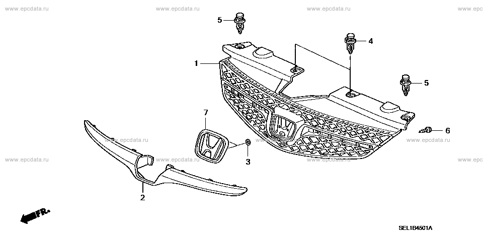 B-45-1 front grill (130) for Honda Fit Aria frame DBA-GD9 - Genuine parts -  Amayama