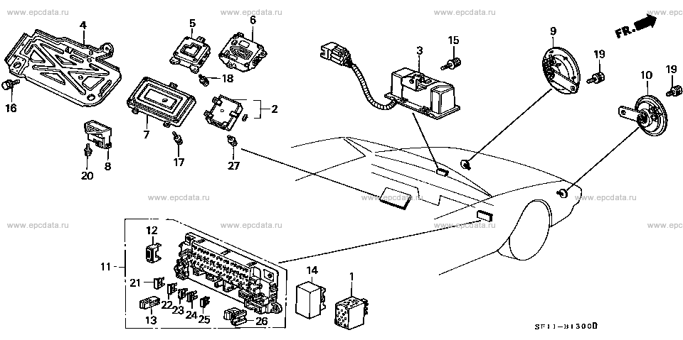 B-13 horn /ﾋｭｰｽﾞﾎﾞｯｸｽ/ｺﾝﾄﾛｰﾗｰ for Honda Prelude frame E-BA5 - Genuine parts  - Amayama