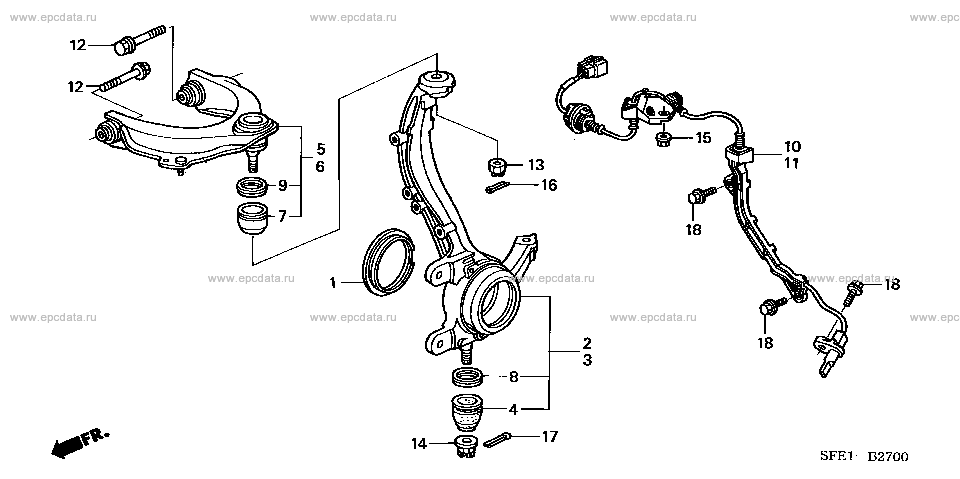 B-27 ﾌﾛﾝﾄﾅｯｸﾙ/ｱｯﾊﾟｰｱｰﾑ for Honda Odyssey frame UA-RB2 - Auto parts 