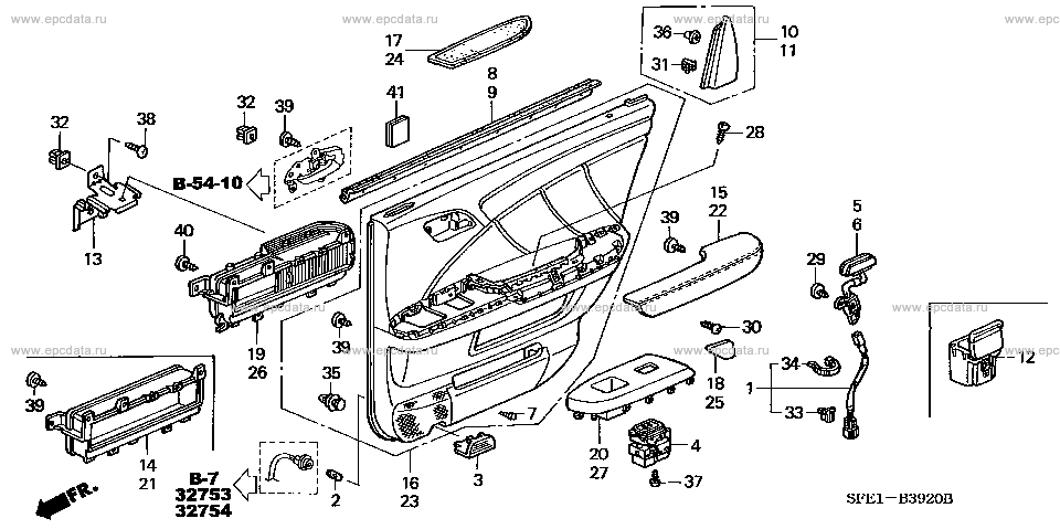 B-39-20 ﾘﾔｰﾄﾞｱｰﾗｲﾆﾝｸﾞ for Honda Odyssey frame UA-RB2 - Genuine 