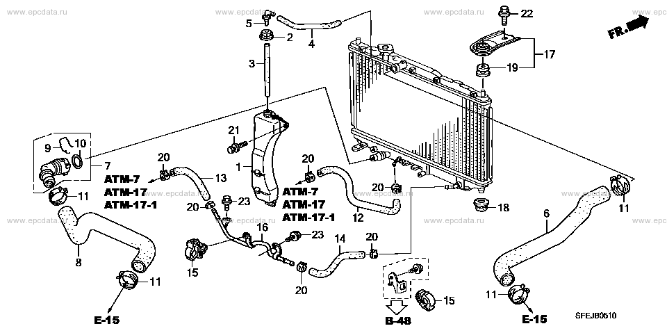 Radiator hose /ﾘｻﾞｰﾌﾞﾀﾝｸ for Honda Odyssey 3 generation, restyling