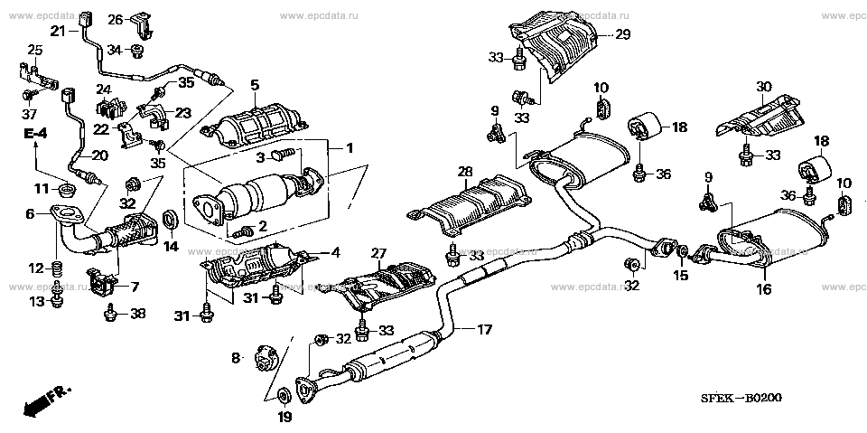 B-2 ｴｷｿﾞｰｽﾄﾊﾟｲﾌﾟ(2WD) for Honda Odyssey frame DBA-RB1 - Auto parts