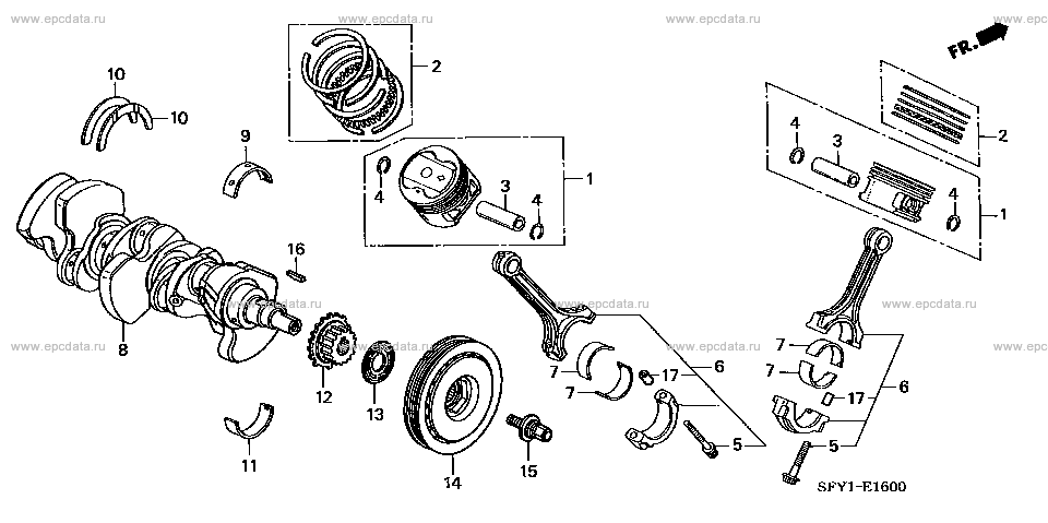 Crankshaft / piston for Honda Inspire 4 generation 06.2003 - 10.2005 ...