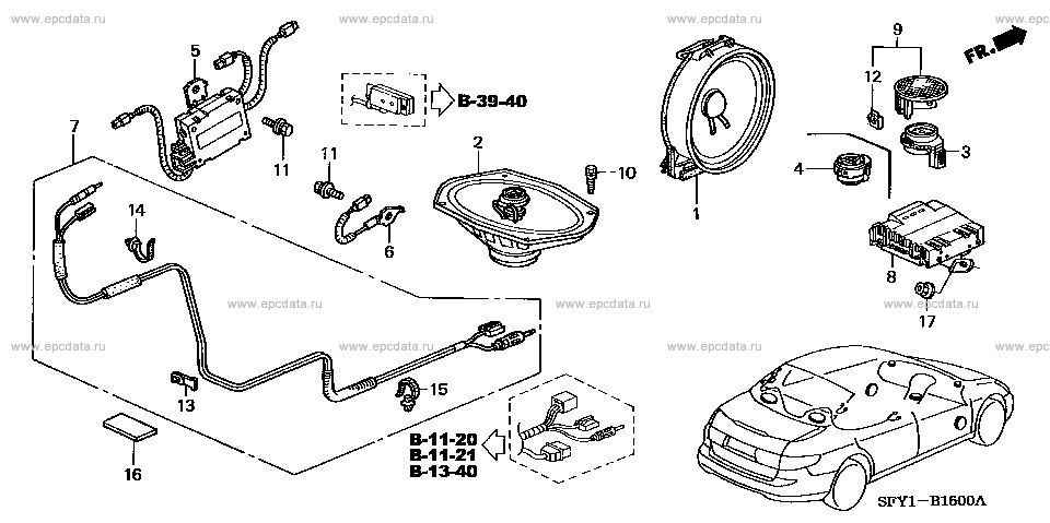 B-16 ﾗｼﾞｵｱﾝﾃﾅ/ｽﾋﾟｰｶｰ for Honda Inspire frame DBA-UC1 - Auto parts - Amayama