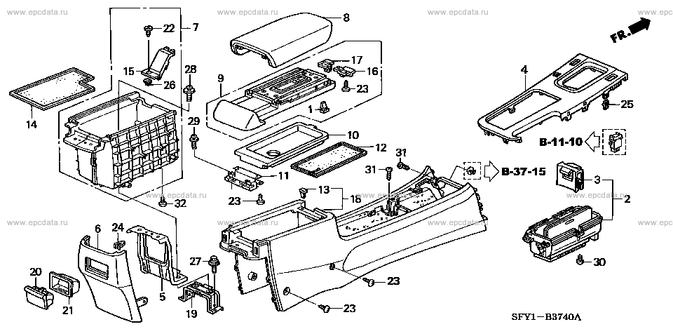 Console for Honda Inspire 4 generation 06.2003 - 10.2005 - Honda Car ...