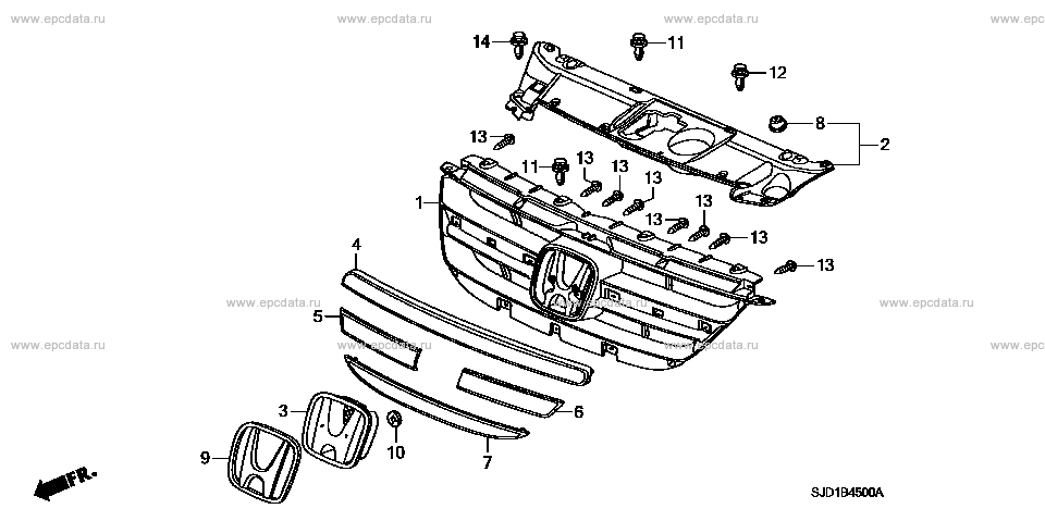 B-45 front grill (1) for Honda Edix frame ABA-BE4 - Auto parts - Amayama