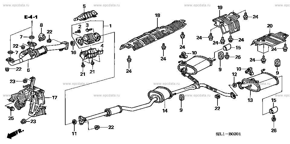 B-2-1 ｴｷｿﾞｰｽﾄﾊﾟｲﾌﾟ/ｻｲﾚﾝｻｰ (V6) for Honda Elysion frame DBA-RR3