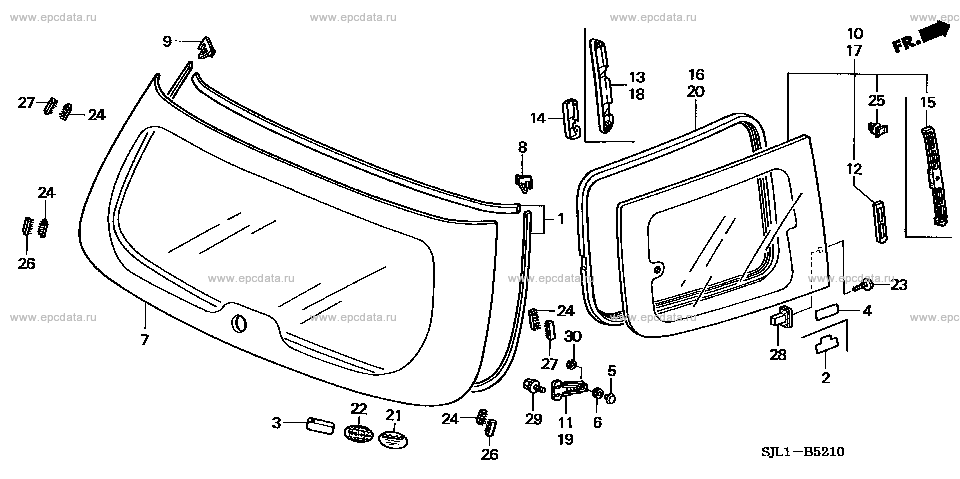 Rear windshield for Honda Elysion RR, 1 generation 05.2004 - 11.2006 ...