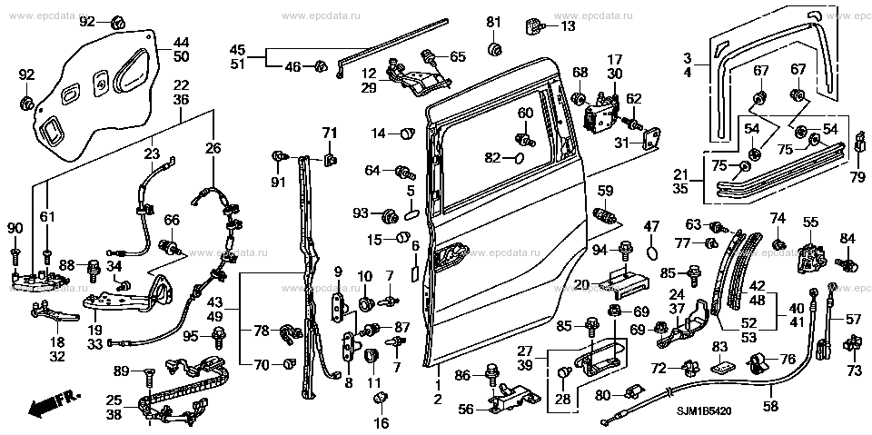 B-54-20 ｽﾗｲﾄﾞﾄﾞｱｰﾊﾟﾈﾙ for Honda Elysion frame DBA-RR1 - Auto parts ...