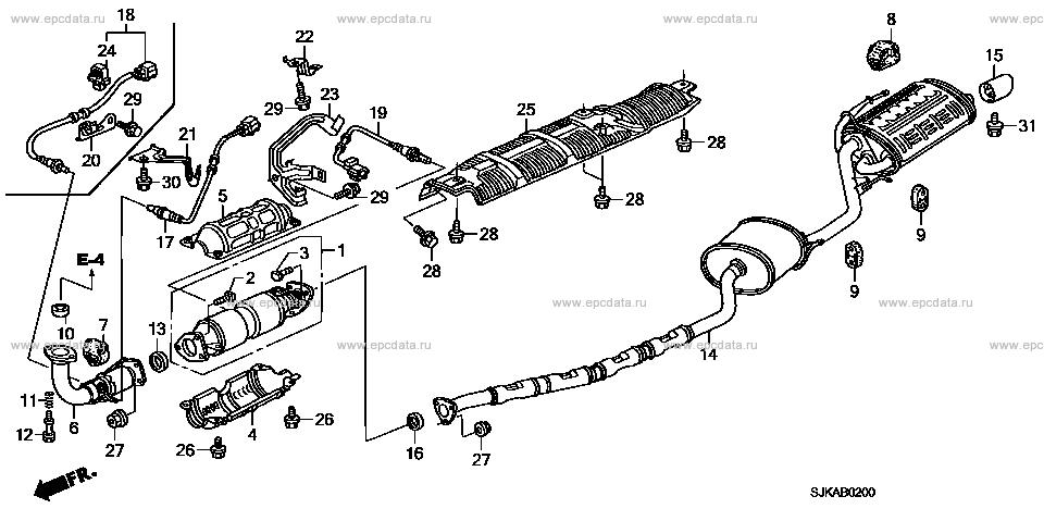 B-2 ｴｷｿﾞｰｽﾄﾊﾟｲﾌﾟ/ｻｲﾚﾝｻｰ (L4) for Honda Elysion frame DBA-RR2