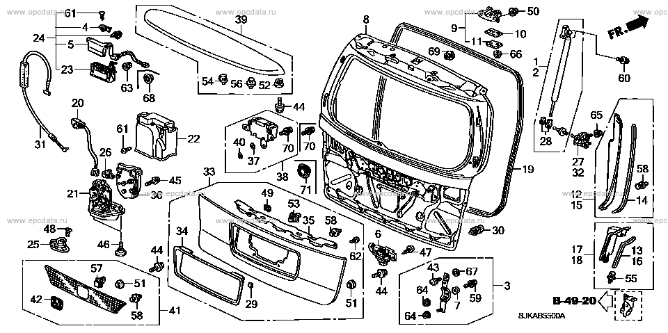 B-55 ﾃｰﾙｹﾞｰﾄ for Honda Elysion frame DBA-RR4 - Genuine parts - Amayama