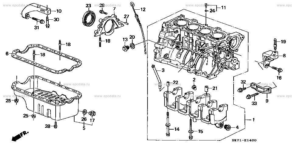 Cylinder block / oil pan for Honda Integra 2 generation, restyling 10. ...