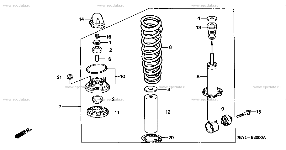 Rear shock absorber for Honda Integra 2 generation, restyling 10.1991 ...