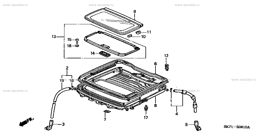sun roof for Honda Integra E-DA6, XSI 1000001 - 1027173 B16A AT