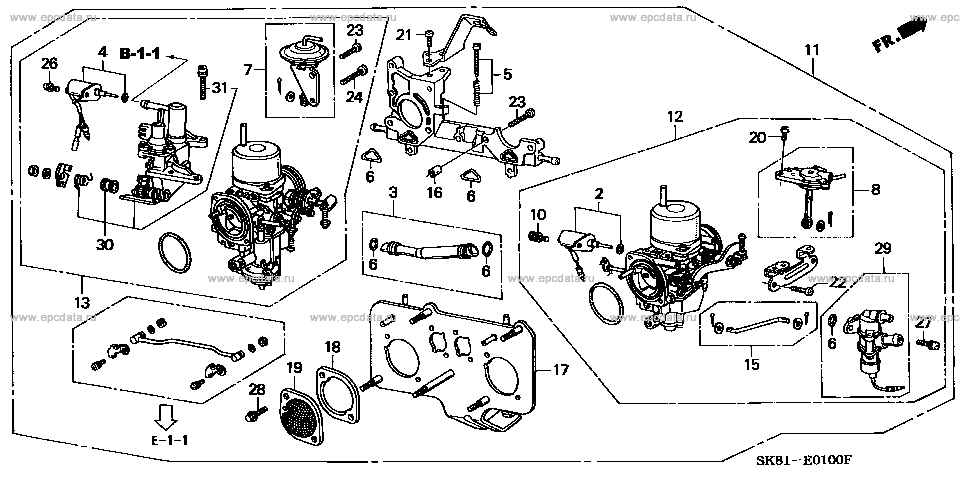 E-1 ﾃﾞｭｱﾙｷｬﾌﾞﾚﾀｰASSY. for Honda Integra frame E-DA7 - Genuine parts -  Amayama