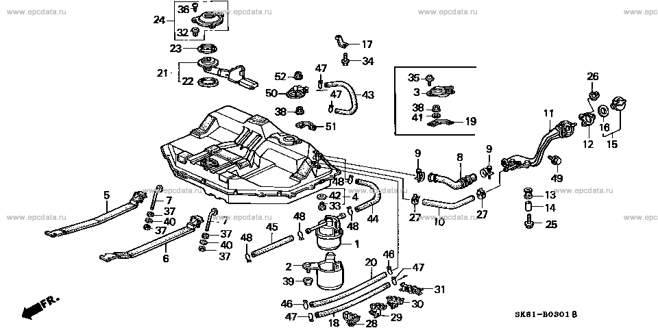 fuel tank (dual cab) for Honda Integra E-DA7, ZX 1000001 - 1047534
