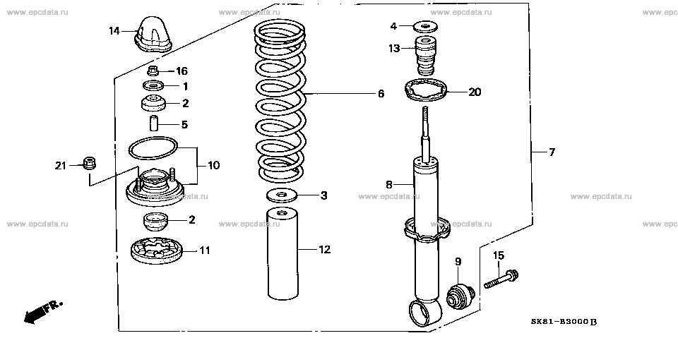 Rear shock absorber for Honda Integra 2 generation, restyling 10.1991 ...