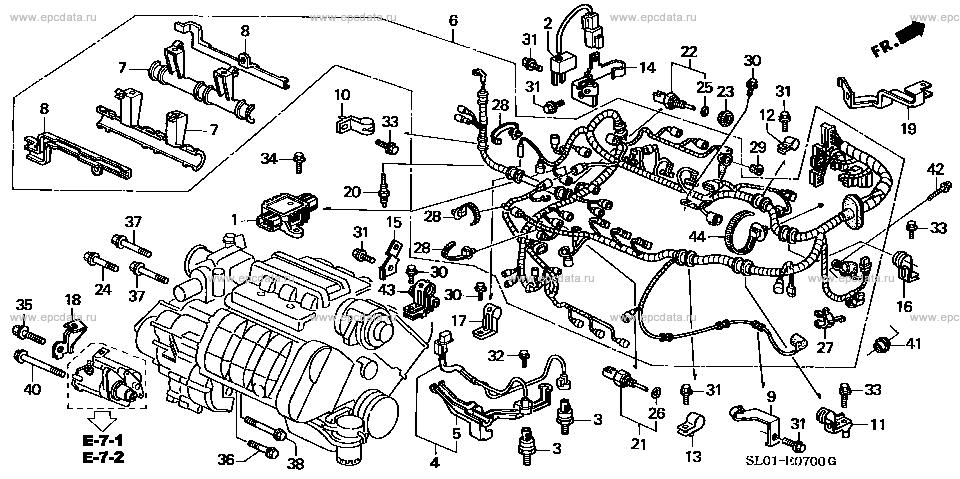 E-7 engine wire harness /ﾊｰﾈｽｸﾗﾝﾌﾟ for Honda NSX frame E-NA1