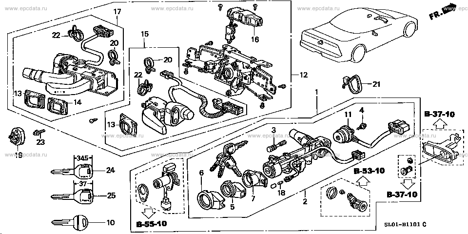 B-11-1 ｺﾝﾋﾞﾈｰｼｮﾝｽｲｯﾁ(ｾﾐｵｰﾄ) for Honda NSX frame E-NA1 - Auto parts ...