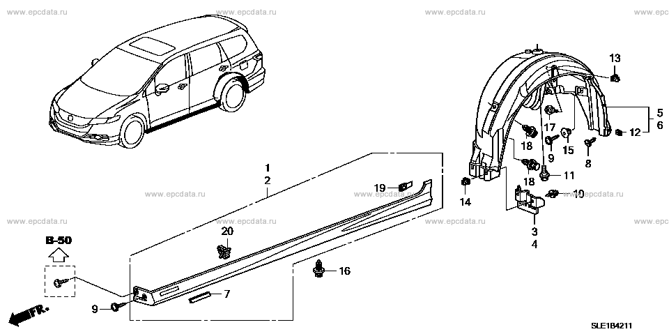 B-42-11 ｻｲﾄﾞｼﾙｶﾞｰﾆｯｼｭ for Honda Odyssey frame DBA-RB3 - Auto parts