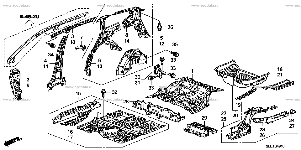 B-49-10 ﾌﾛｱｰ/ｲﾝﾅｰﾊﾟﾈﾙ for Honda Odyssey frame DBA-RB3 - Auto parts