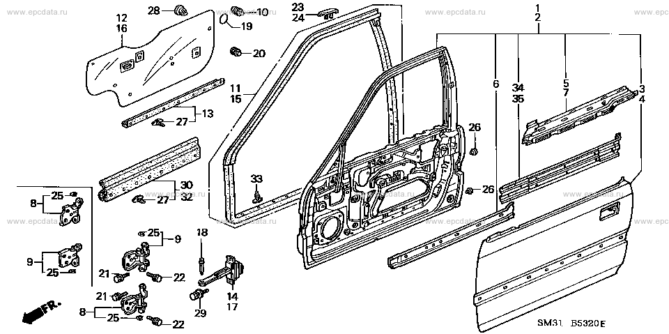 B-53-20 ﾌﾛﾝﾄﾄﾞｱｰﾊﾟﾈﾙ for Honda Ascot frame E-CB4 - Auto parts - Amayama